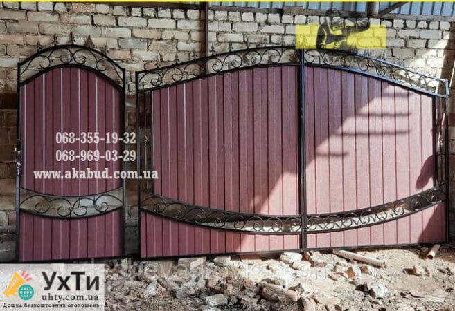 Кованые ворота с профнастилом. Распашные ворота с профнастилом Объявления УХТЫ Берегово | maf_n-22672