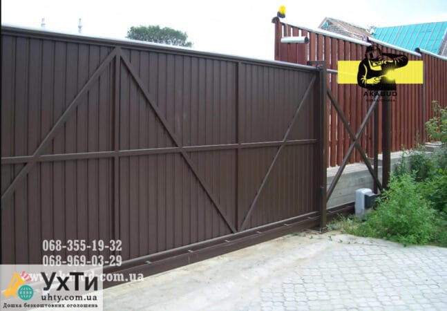 Buy sliding gates from the manufacturer. Sliding gates made of corrugated board. Canopies, wickets | Advertisements of UHTI Glukhiv | maf_n-22176