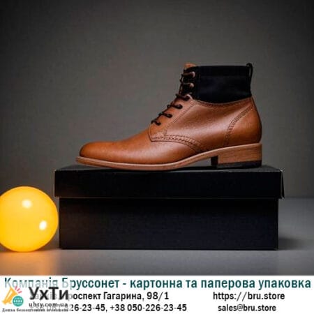 Cardboard boxes for black shoes from the manufacturer - Brussonet Company Announcement of UHTA Mukachevo | karto-24802