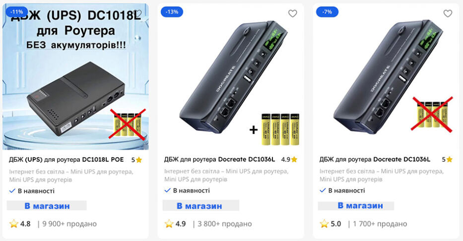 ИБП для роутера Docreate DC1036L 36W (с аккумуляторами 18650)